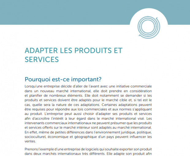 Adapter les produits et services capture d'écran du téléchargement du PDF
