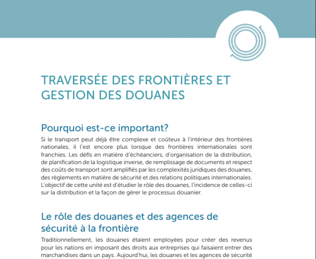 Traversée des frontières et gestion des douanes capture d'écran du téléchargement du PDF