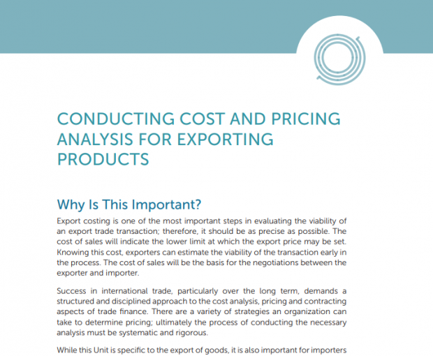 Conducting Cost and Pricing Analysis for Exporting Products PDF download screenshot