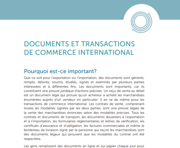 Documents et transactions de commerce international capture d'écran du téléchargement du PDF