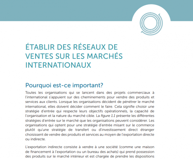 Établir des réseaux de ventes sur les marchés internationaux capture d'écran du téléchargement du PDF
