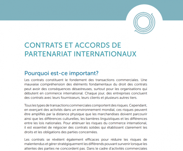 Contrats et accords de partenariat internationaux capture d'écran du téléchargement du PDF