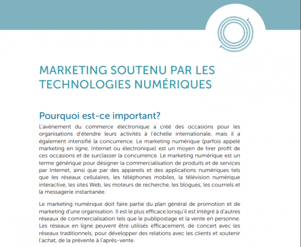 Marketing soutenu par les technologies numériques capture d'écran du téléchargement du PDF